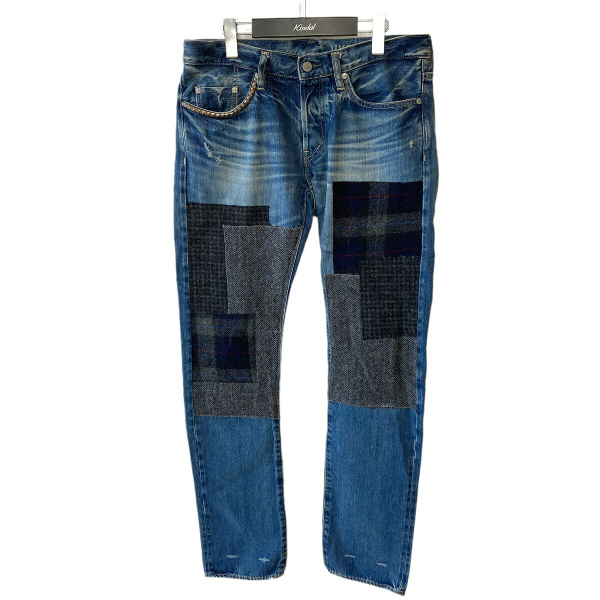 【中古】HYSTERIC GLAMOUR　14AW WPR加工 パッチワーク デニムパンツ ネイビー サイズ：W32×L32 【041022】（ヒステリックグラマー）のサムネイル