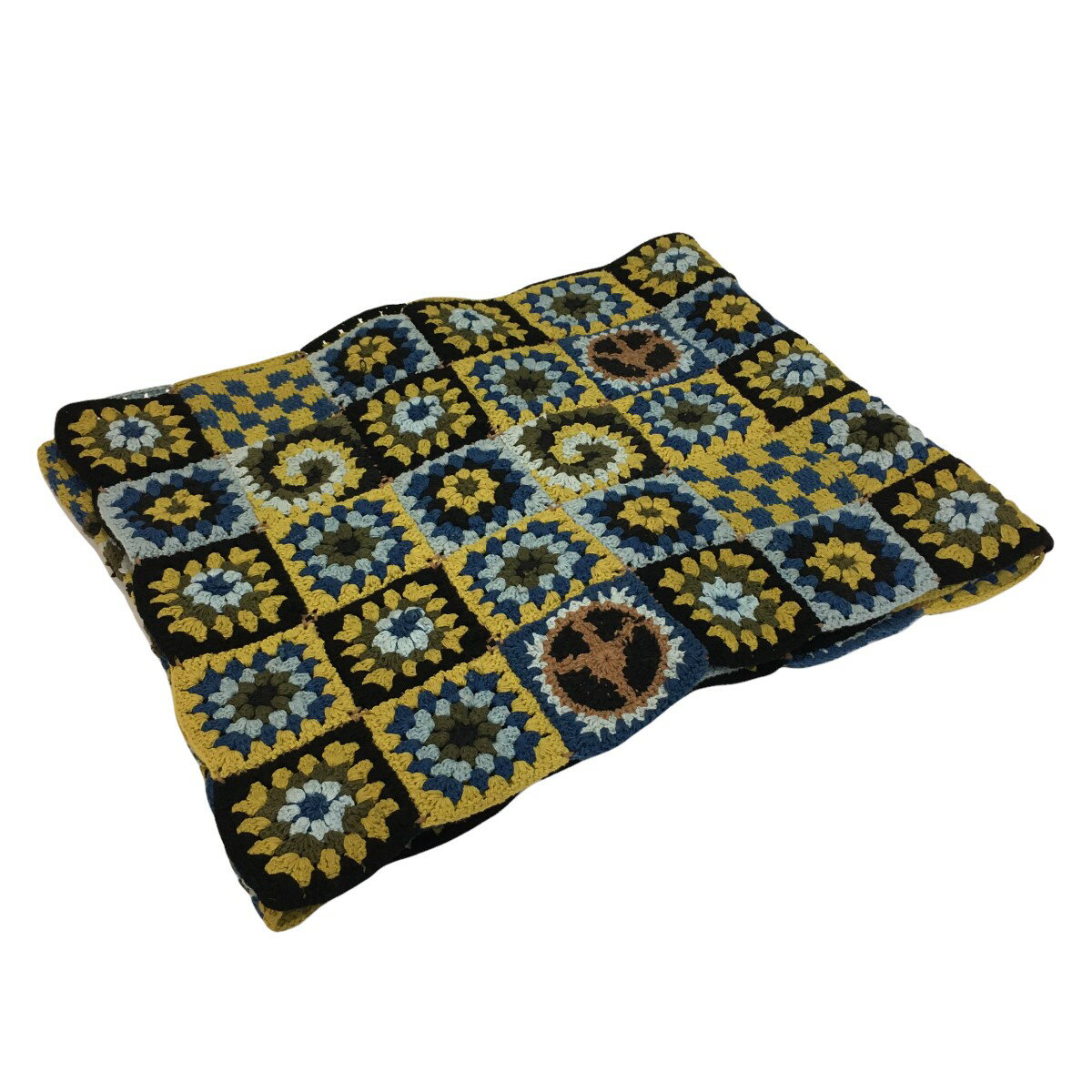 【中古】STORY mfg「PIECE SCARF」ストール ブルー×イエロー【価格見直し】