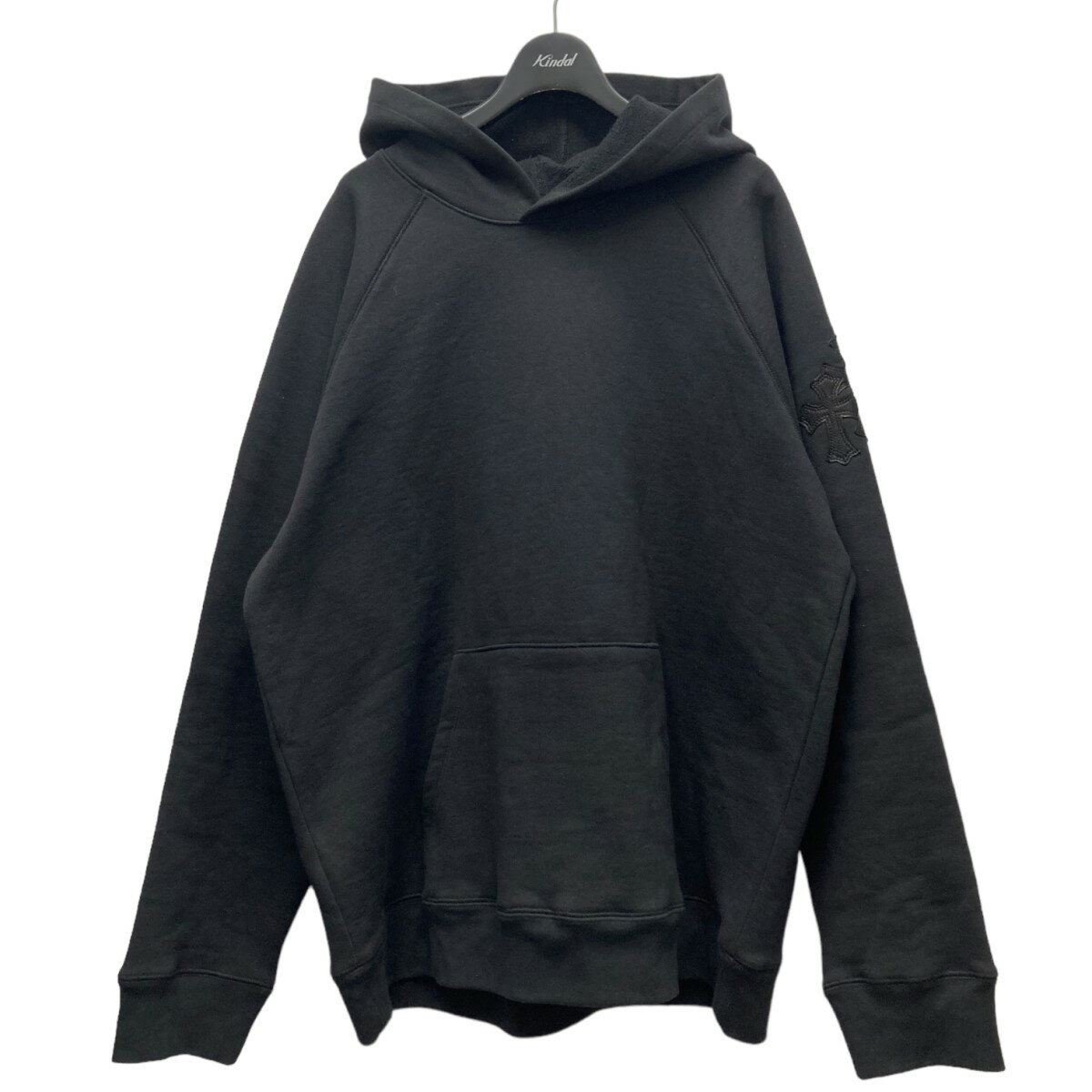 【中古】CHROME HEARTS「GRP Y NOT Raglan Pullover Hoodle」クロスパッチプルオーバーパーカー ブラック サイズ：XL【価格見直し】