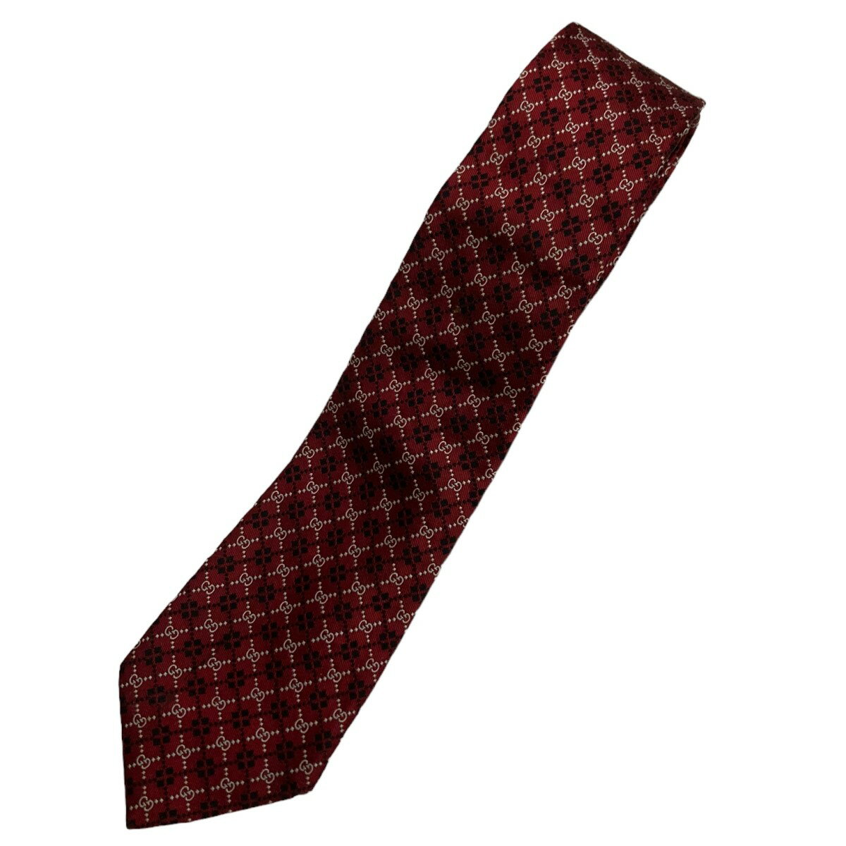 【中古】GUCCI　「GG DIAMOND SILK TIE」シルクネクタイ レッド サイズ：- 【131122】（グッチ）