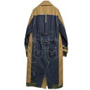 【中古】eye JUNYA WATANABE MAN×Levis　22AW 綿リネンツイル×綿デニムドッキングオーバーサイズ再構築コート インディゴ×カーキ サイズ：S(サイズ感XXL オーバーサイズ) 【191122】（アイ ジュンヤワタナベマン リーバイス）