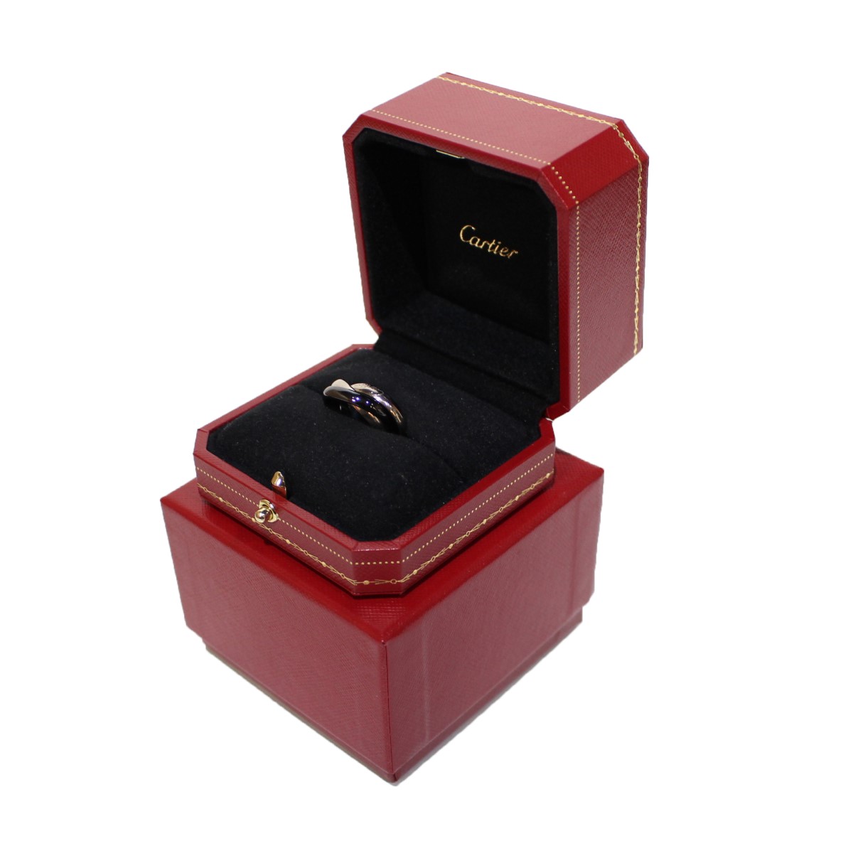 【中古】Cartier　TRINITY RING CLASSIC CERAMIC トリニティリング セラミック 指輪 シルバー×ブラック サイズ：52 【091222】（カルティエ）