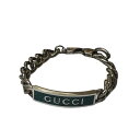 【中古】GUCCIエナメルブレスレット グリーン×シルバー サイズ：Free【価格見直し】