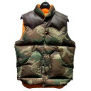 【中古】HYSTERIC GLAMOUR×ROCKY MOUNTAIN 22AW WOODLAND FRAM CAMO柄DOWN VEST オリーブ サイズ：40【価格見直し】