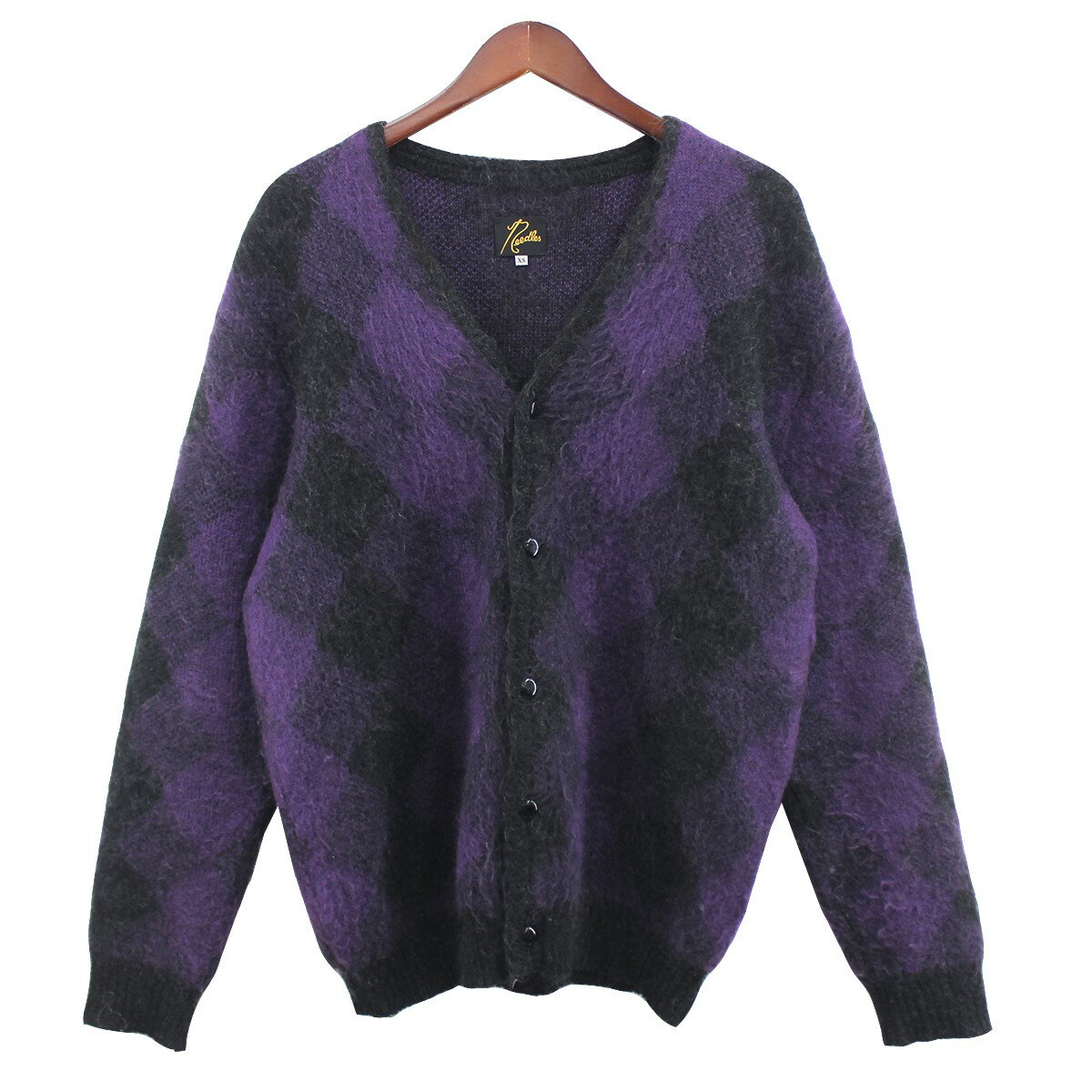 【中古】Needles21AW MOHAIR CARDIGAN DIAMOND モヘアニットカーディガン パープル サイズ：XS【価格見直し】