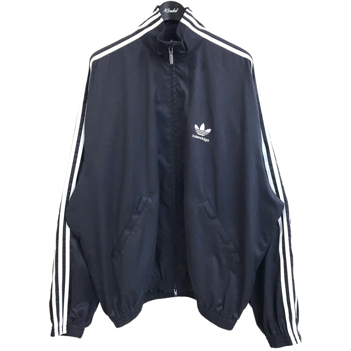 【中古】BALENCIAGA×adidas2023SS 「TRACKSUIT」オーバーサイズコットンテリージャージージャケットブルゾン ブラック サイズ：2【価格見直し】