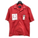 【中古】FRED PERRY×ART COMES FIRSTFirst Revere Collar Bowling Shirt SM8051 レッド サイズ：M【価格見直し】