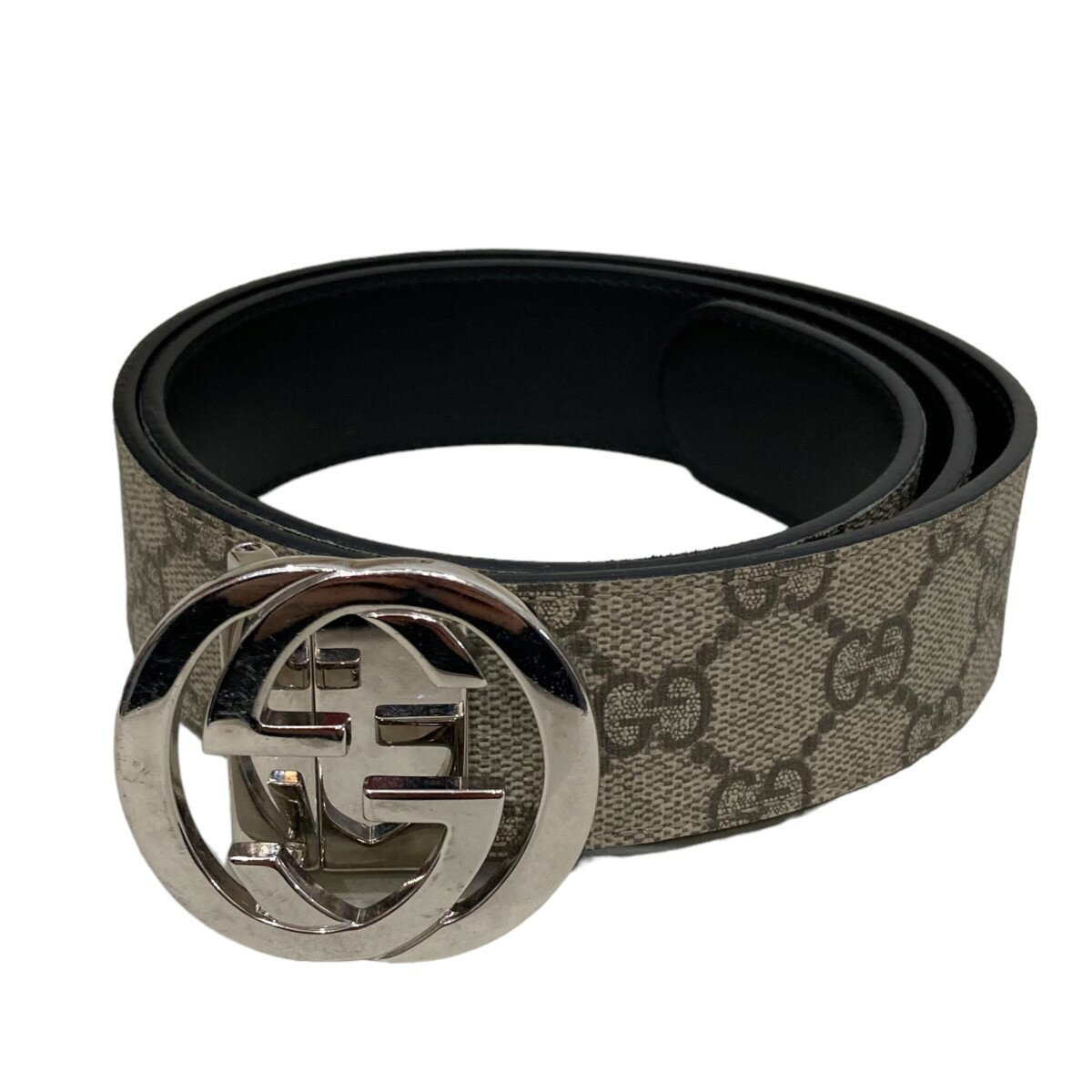 【中古】GUCCI　GGスプリームベルト ベージュ×ブラック 【160523】（グッチ）