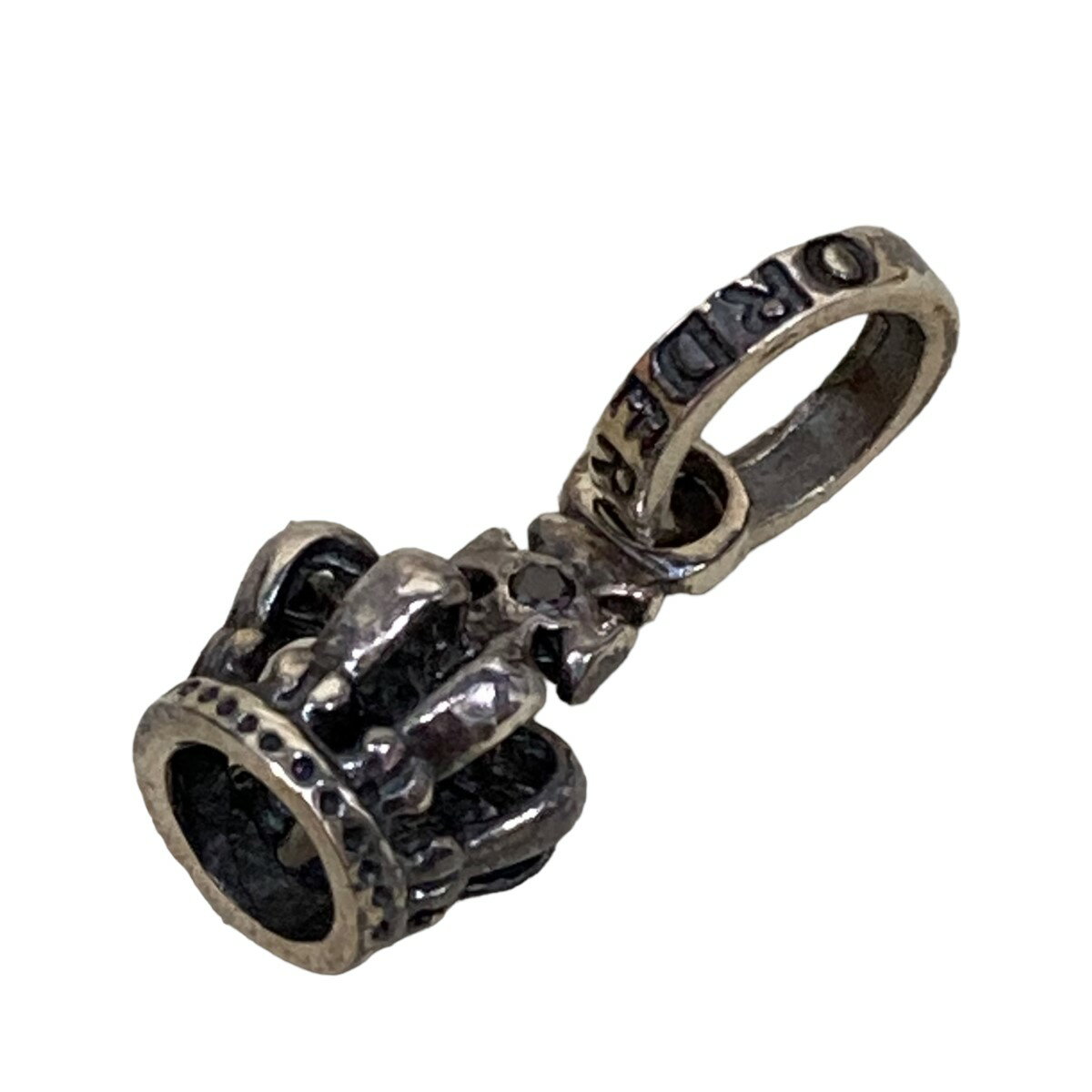 【中古】ROYAL ORDER「TINY CROWN W／1 DIAMOND」クラウンネックレストップ シルバー【価格見直し】