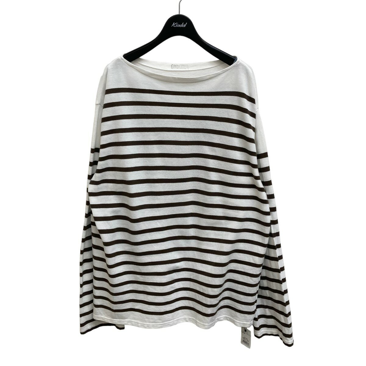 【中古】GOOD GRIEFボーダーTシャツ ホワイト×ブラウン サイズ：Free【価格見直し】のサムネイル