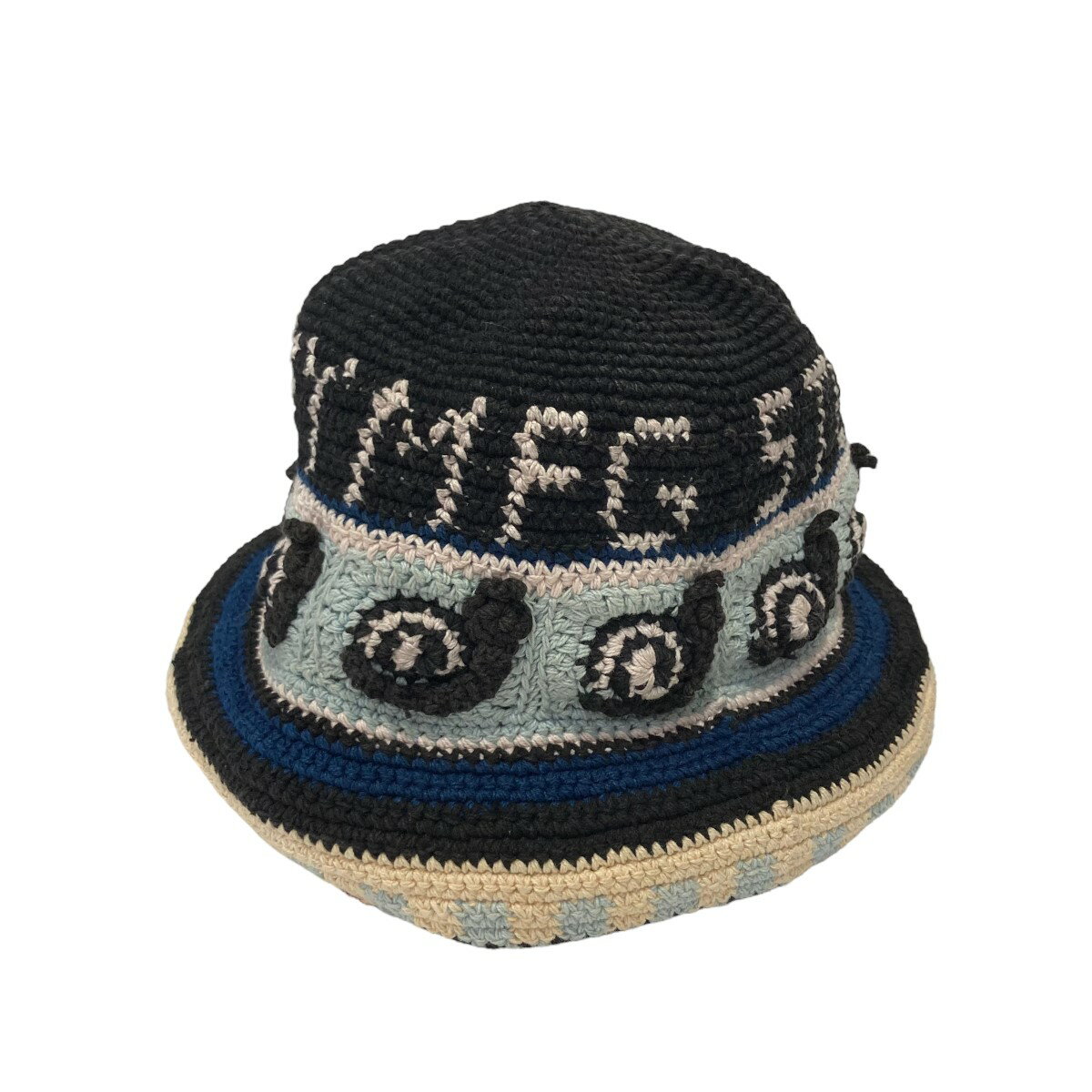 【中古】STORY mfg．22AW「Brew Hat-Blue Snail」ニットバケットハット ブラック×ブルー サイズ：OS【価格見直し】