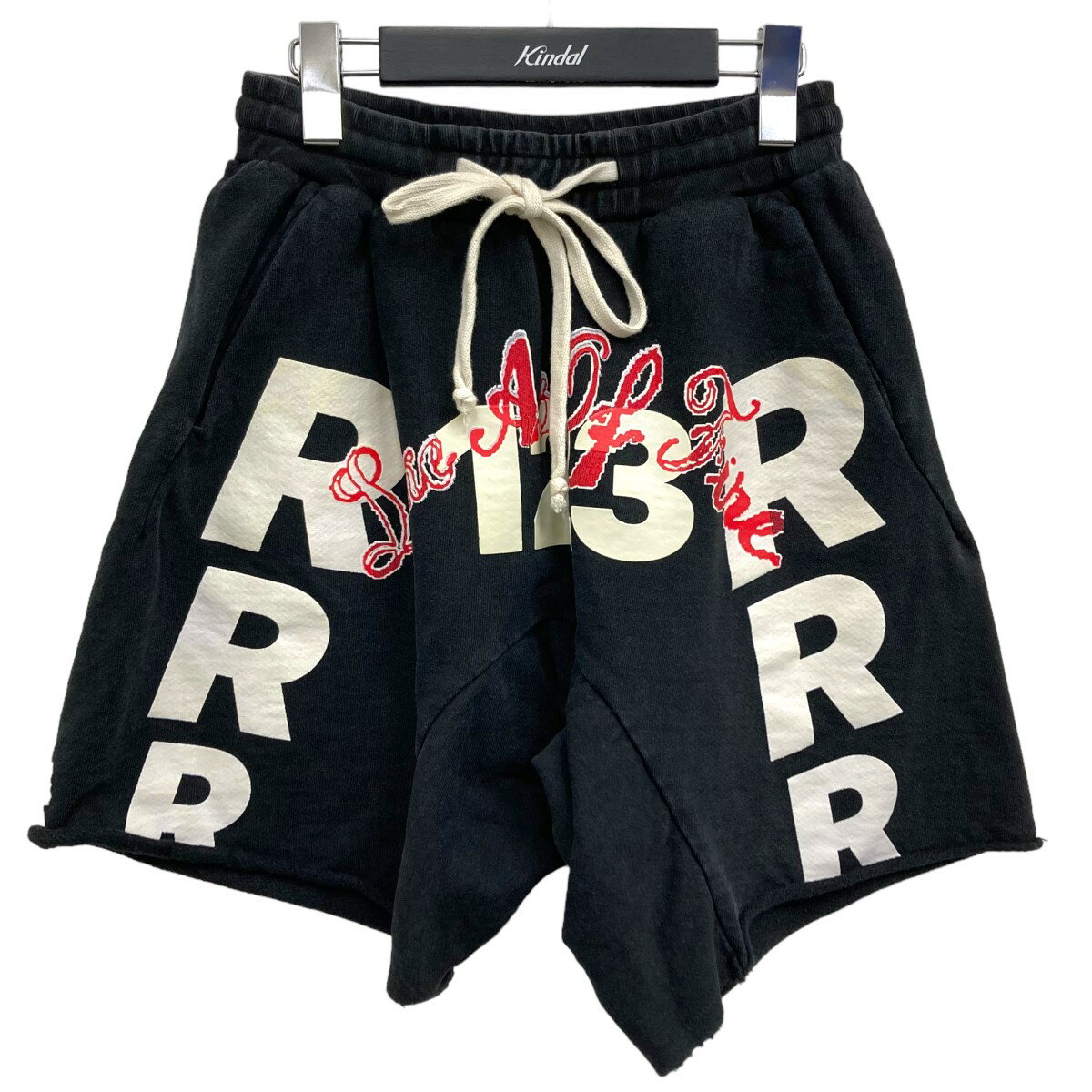 【中古】RRR123　「AZUSA STREET SHORTS」スウェットショートパンツ ブラック サイズ：S 【100623】（リヴィントンロイレビス）