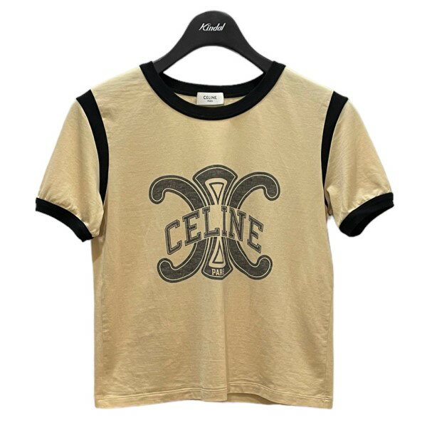 【中古】CELINE　トリオンフ　クロップドリンガーT ショート丈 ベージュ サイズ：XS 【160623】（セリーヌ）