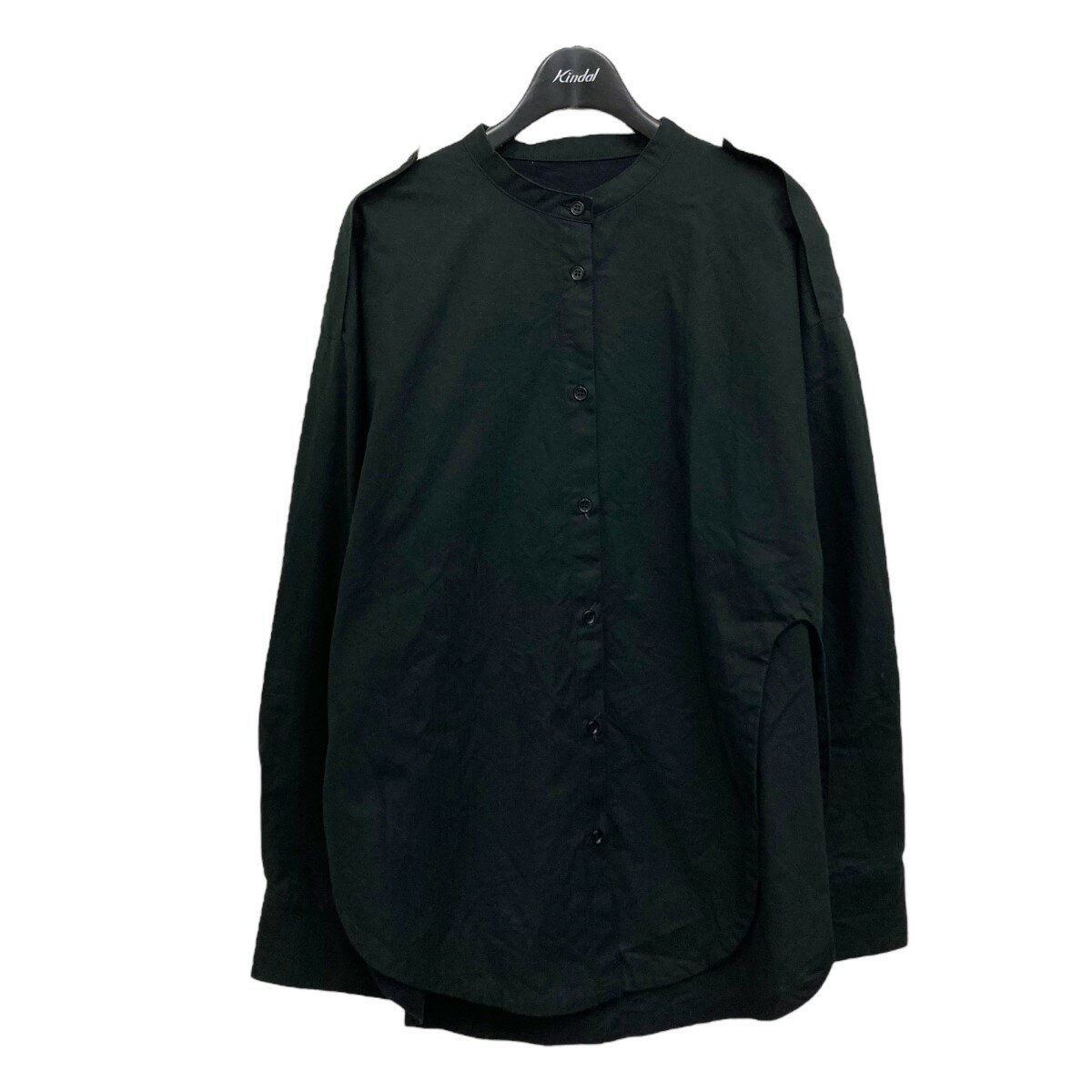 【中古】LE CIEL BLEU　「Ripstop Asymmetric Hem Shirt」バンドカラーシャツ ブラック サイズ：36 【180623】（ルシェルブルー）