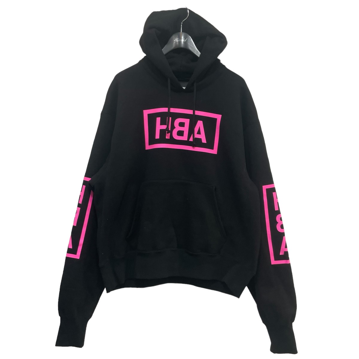 【中古】Hood By Air　22SS「BOX LOGO HODDIE／TRUE BLACK-FUCHSIA」ボックスロゴフーディ ブラック サイズ：L 【240623】（フードバイエアー）【タイムSL】