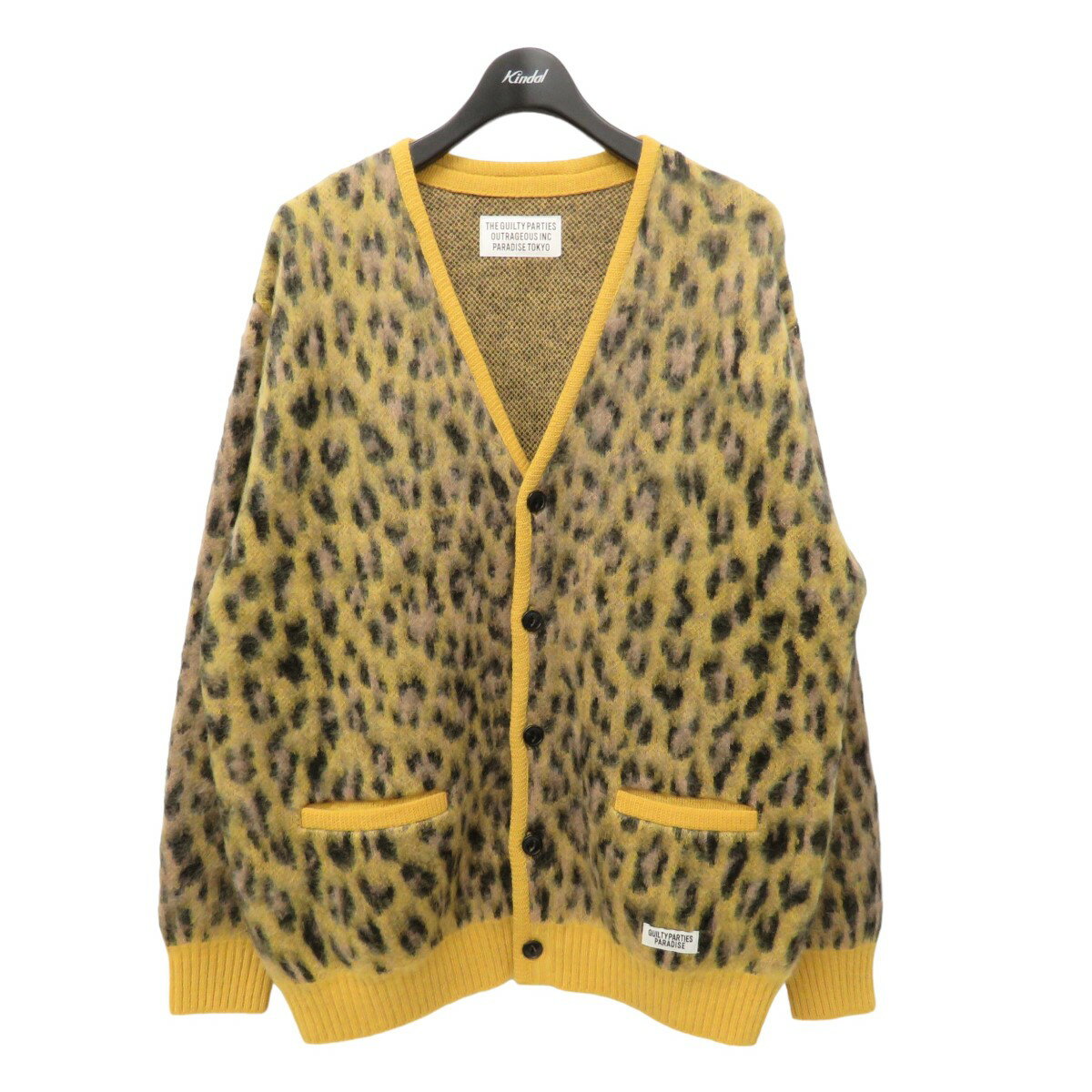 【中古】WACKO MARIA　LEOPARD MOHAIR CARDIGAN (TYPE-1) モヘアカーディガン イエロー サイズ：M 【250623】（ワコマリア）