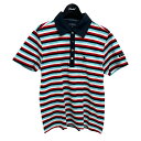 【中古】BURBERRY GOLF　ボーダー半袖ポロシャツ ブルー×レッド サイズ：M 【270623】（バーバリーゴルフ）