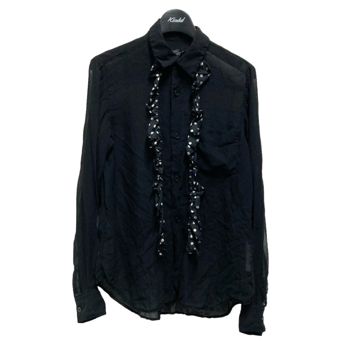 【中古】BLACK　COMME　des　GARCONS　シアーフリルブラウス 1G-B013 ブラック サイズ：S 【300623】（ブラック　コムデギャルソン）のサムネイル