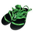 【中古】BALENCIAGALACE-UP SANDALS 548083 W1RD0 3874 ブラック×グリーン サイズ:38【価格見直し】(4)