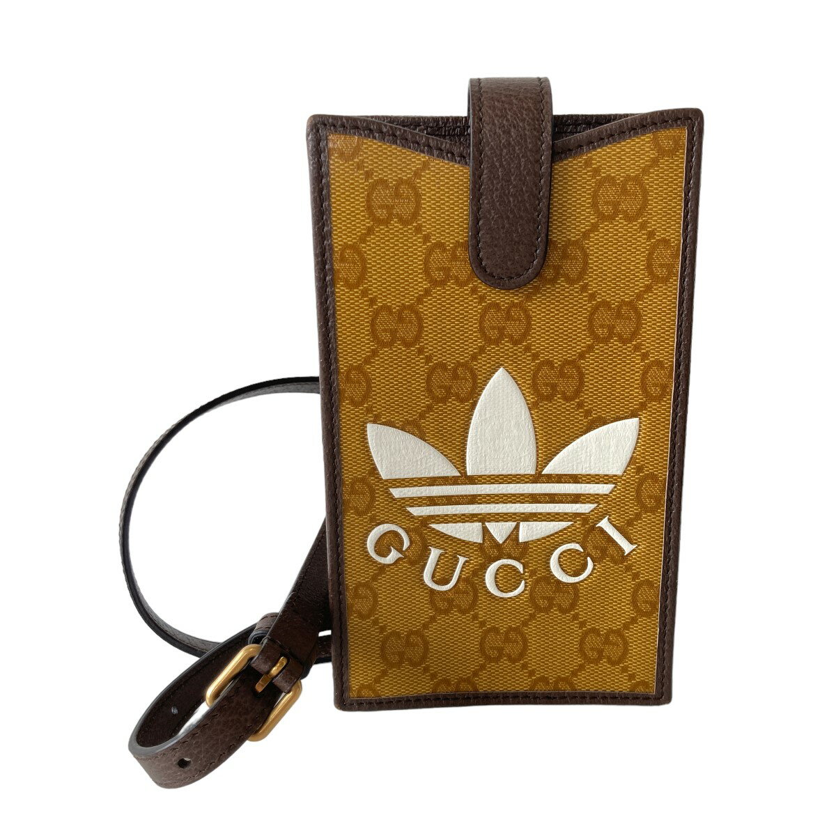 【中古】GUCCI　x adidas GGクリスタル キャンバス スマートフォン ケース ブラウン 【150723】（グッチ）