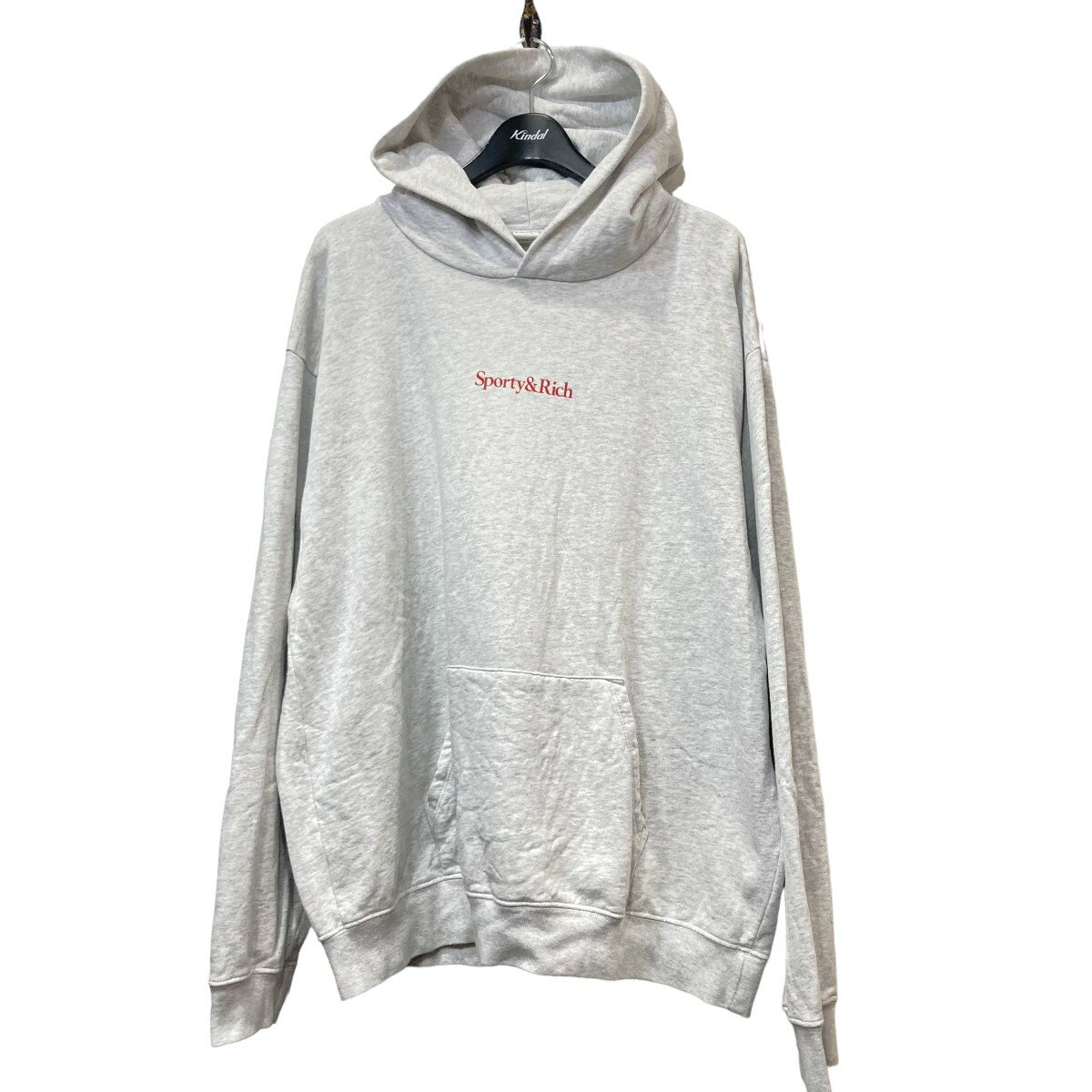 【中古】Sporty＆Rich22AW「NEW HEALTH HODIE」バックプリントパーカー グレー サイズ：XL【価格見直し】