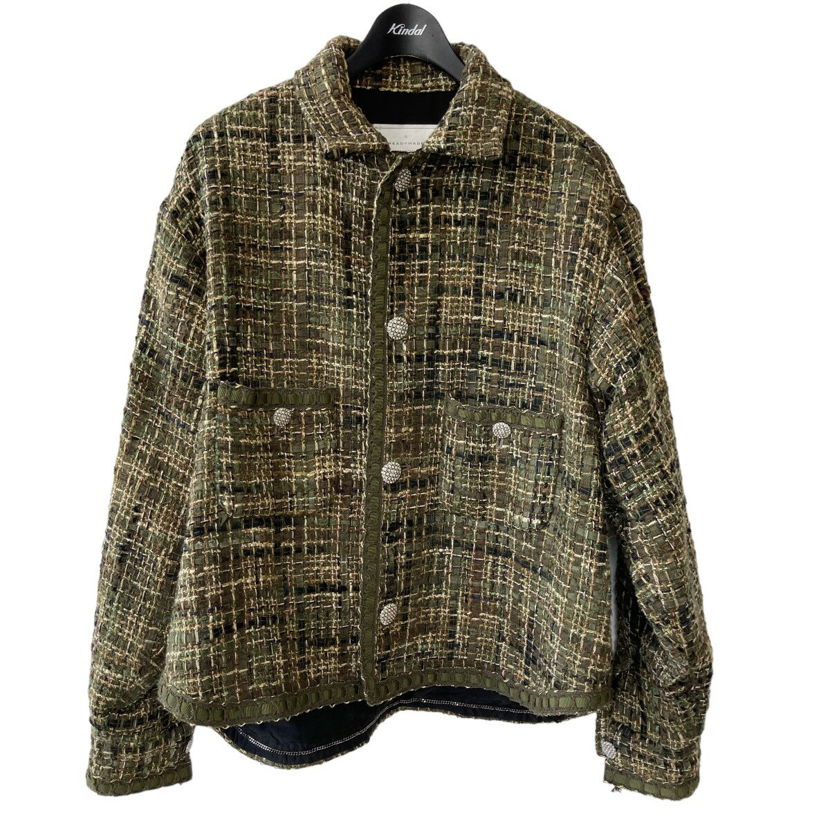 【中古】READYMADE　RE-MX-KH-00-00-189 TWEED SHIRT JACKET グリーン サイズ：0 【040823】（レディメイド）