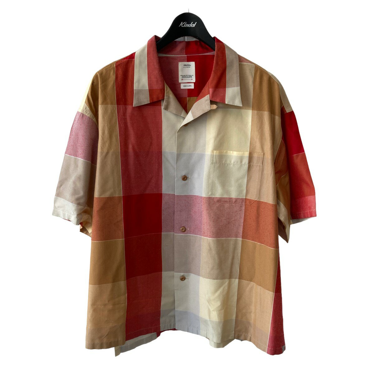 【中古】VISVIM　22SS HARMON SHIRTS S／S CHECK 0122105011015 レッド×ピンク サイズ：3 