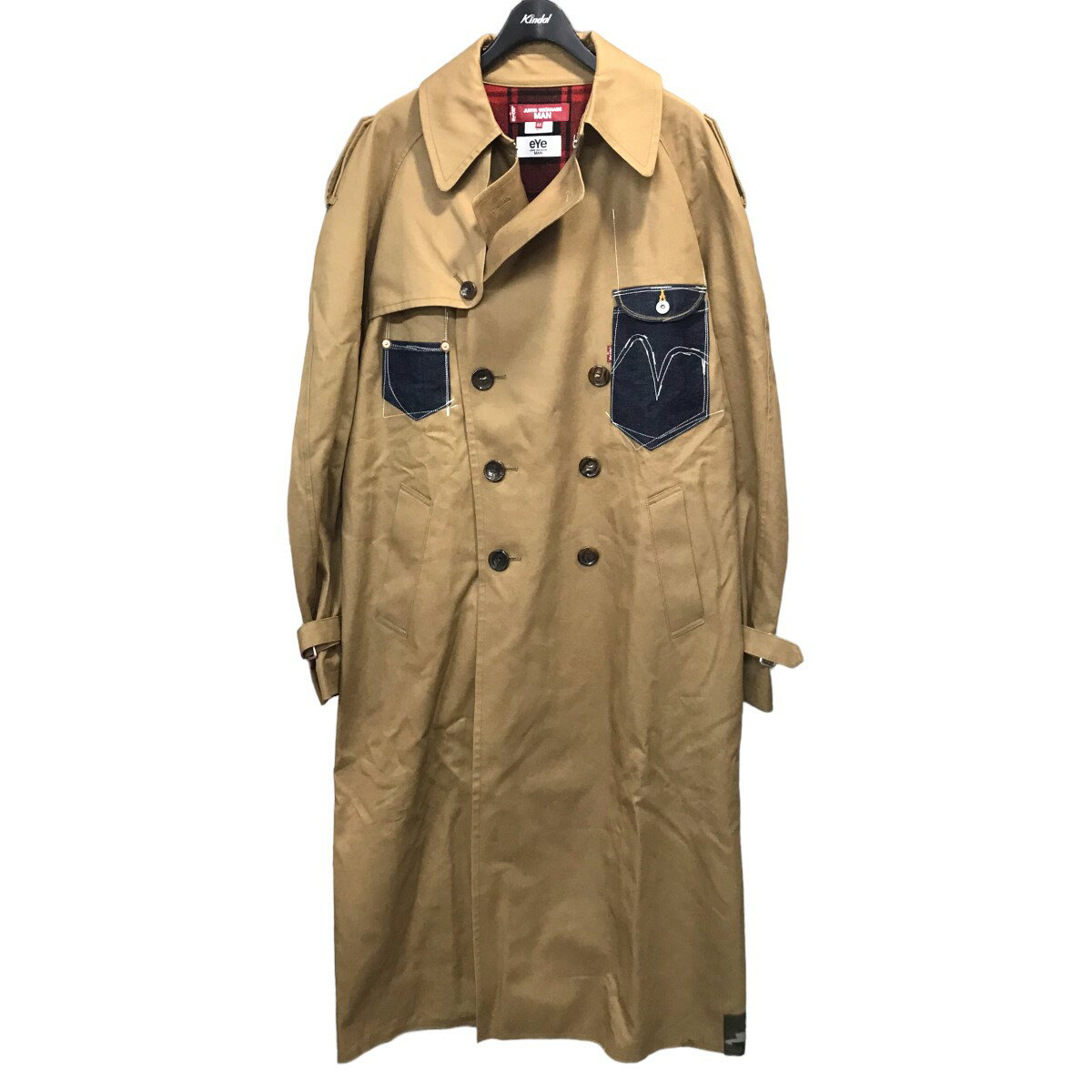 【中古】JUNYA WATANABE COMME des GARCONS MAN×LEVI’S2022AW オーバーオールドッキングトレンチコート ベージュ サイズ：M【価格見直し】