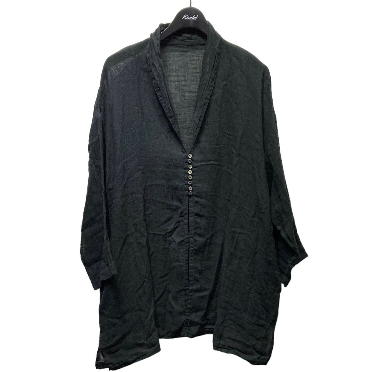 nest Robe23SS　リネンガーゼ ロングカーディガン　01232-1347 ブラック サイズ：F