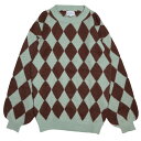 【中古】SUKU HOME　2021AW DIAMOND SWEATER ダイアモンドニット スカイブルー×ブラウン サイズ：S 【210823】（スクホーム）