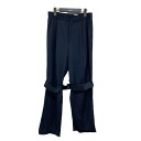 【中古】6(ROKU) BEAUTY＆YOUTH「SATIN BELT PANTS」 サテンベルテッドパンツ ネイビー サイズ：38【価格見直し】