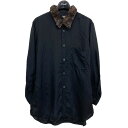 【中古】BLACK COMME des GARCONS　レオパードファーカラーシャツ ブラック サイズ：L 【300823】（ブラックコムデギャルソン）