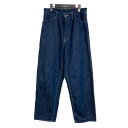 【中古】MAATEE＆SONS「強撚セルビッチDENIM WORK TROUSER」 ストレートデニムワークパンツ インディゴ サイズ：2【価格見直し】