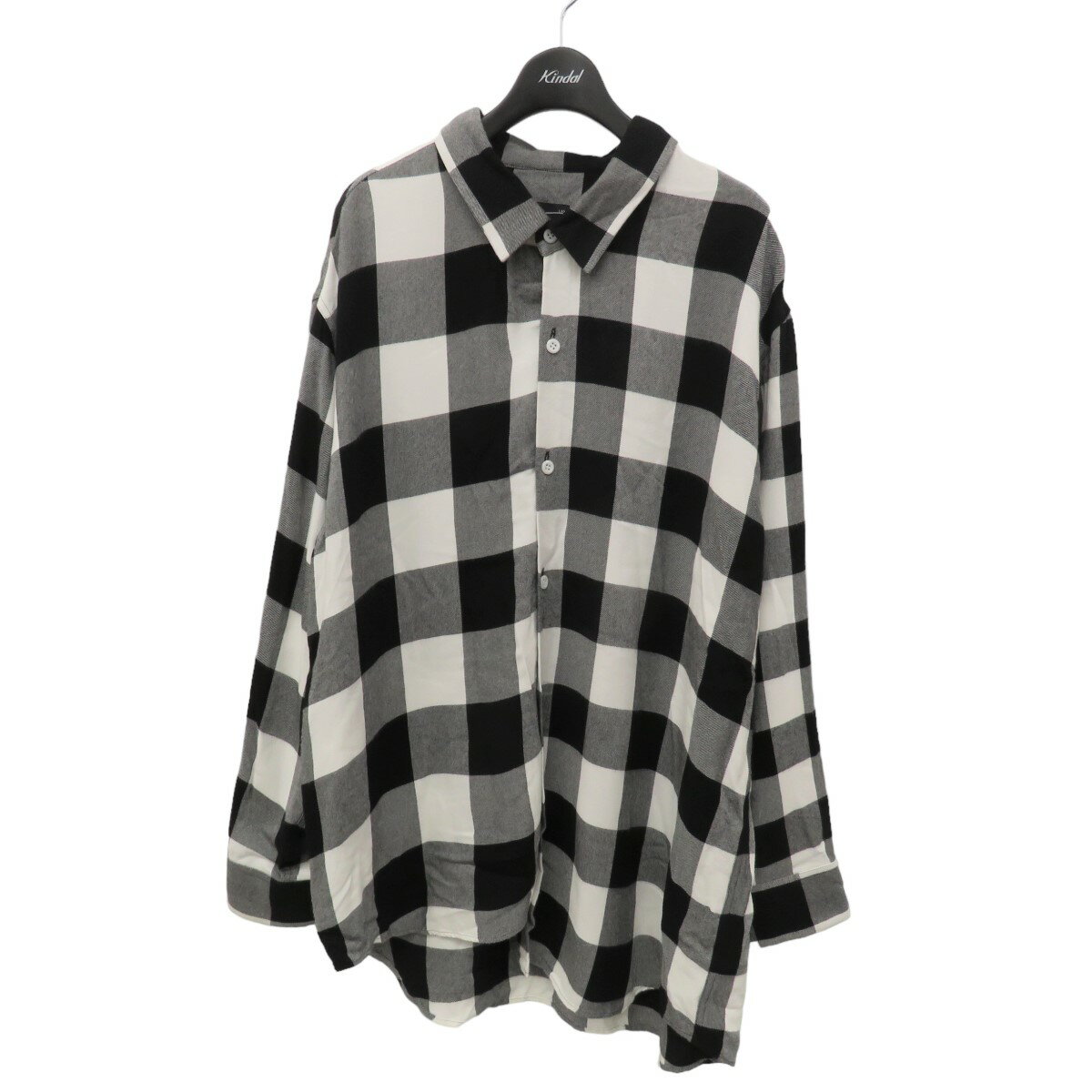 【中古】LAD MUSICIAN ASYMMETRY SHIRT MODAL BLOCK CHECK ブロックチェックシャツ ブラック×ホワイト サイズ：42 【160923】（ラッドミュージシャン）