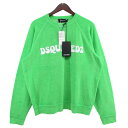 【中古】DSQUARED223SS TOWEL RAGLAN COOL SWEATSHIRT ロゴ スウェット グリーン サイズ：S【価格見直し】