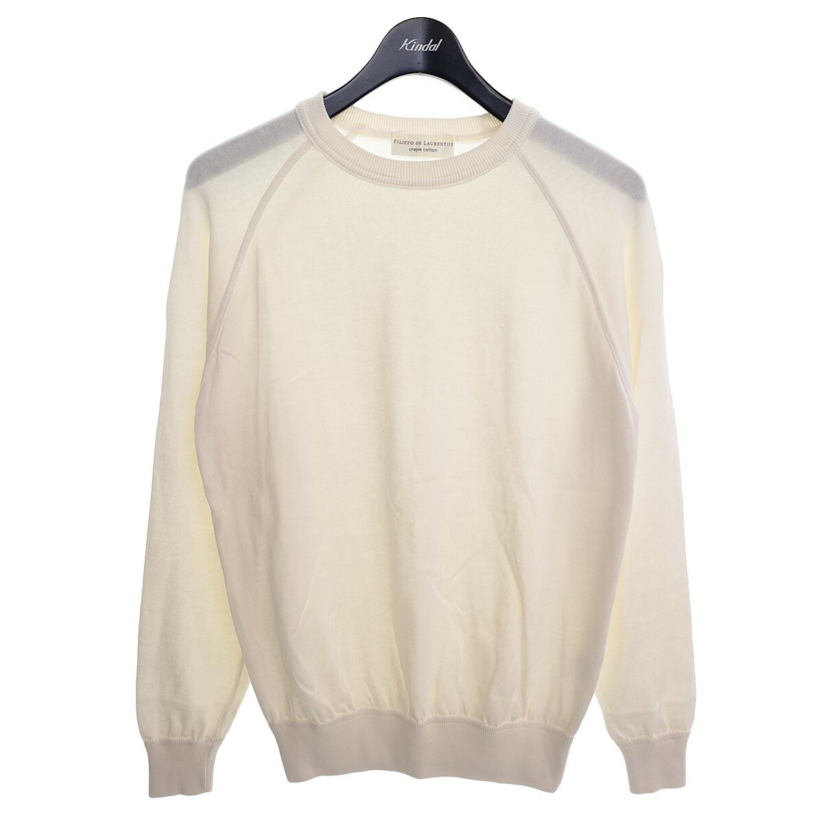 FILIPPO DE LAURENTIISCREAP COTTON クルーネックニットプルオーバー アイボリー サイズ：46