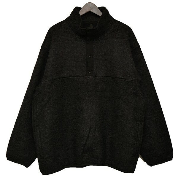 【中古】blurhms2022AW　Cotton Silk Fleece Snap P／O　プルオーバーフリースジャケット ブラック サイズ：3【価格見直し】