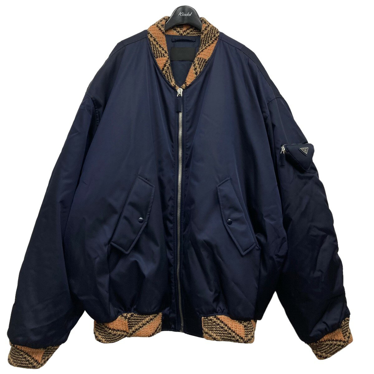 【中古】PRADA｢Re Nylon Kint Bomber Jacket｣ボンバージャケット ネイビー サイズ：XL【価格見直し】