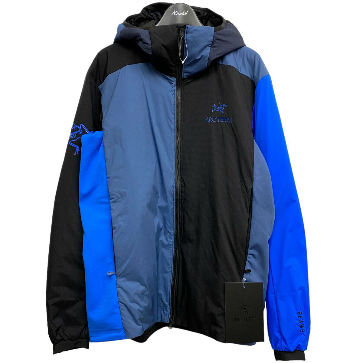 【中古】ARC’TERYX×BEAMS 別注23SS Atom LT Hoody M Boro BlueアトムLTフーディ ブラック×ブルー サイズ：S 【031023】（アークテリクス ビームス）