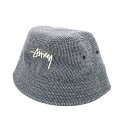 【中古】Stussy　「ZIG ZAG STOCK BUCKET HAT」 総柄バケットハット グレー サイズ：L／XL 【051023】（ステューシー）