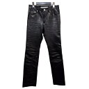 【中古】JOHN LAWRENCE SULLIVAN19AW 型押し レザーパンツ ブラック サイズ：44【価格見直し】