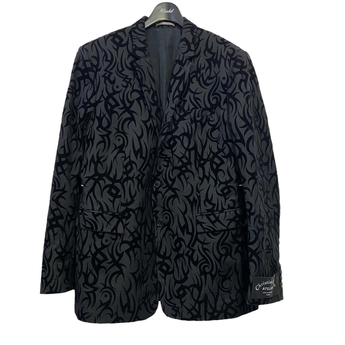 【中古】Dior Hommeトライバル柄テーラードジャケット ブラック サイズ：52【価格見直し】のサムネイル