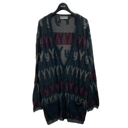 【中古】YOHJI YAMAMOTO　17AW intarsia-knit logo v-neck cardigan カーディガン オリーブ サイズ：3 【171023】（ヨウジヤマモト）