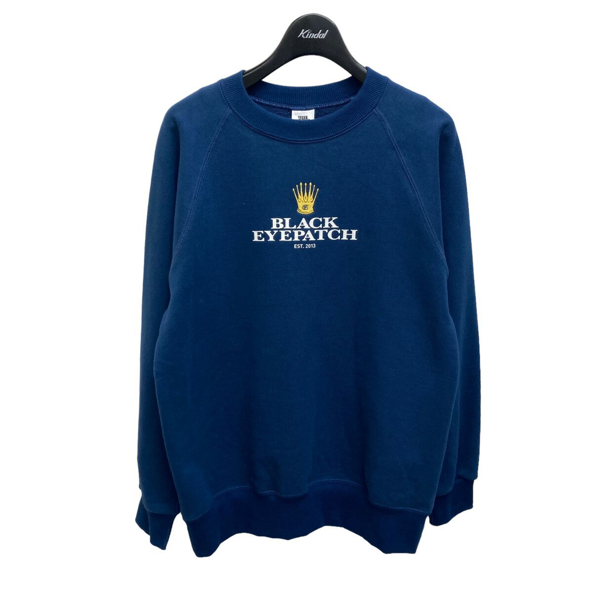 【中古】THE BLACK EYE PATCH23SS ROYAL CROWN LOGO CREW SWEAT クルーネックスウェット ブルー サイズ：S【価格見直し】