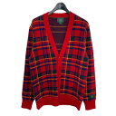 【中古】Aime Leon Dore×WOOLRICH「PLAID CARDIGAN」 タータンチェックカーディガン レッド サイズ：M【価格見直し】