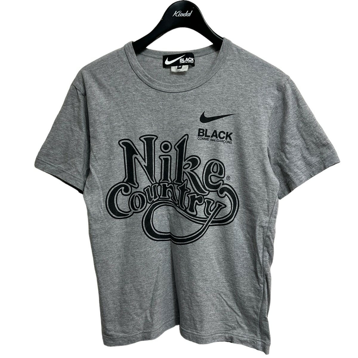 【中古】BLACK COMME des GARCONS×NIKE　NIKE Country TEE プリントTシャツ グレー サイズ：M 【061123】（ブラックコムデギャルソン×ナイキ）