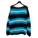 【中古】SYU MAN　× iiii 「MOHAIR KNIT PULLOVER」モヘアニットYO22aw-14 ブラック×ブルー サイズ：1 【121123】（シュウマン）