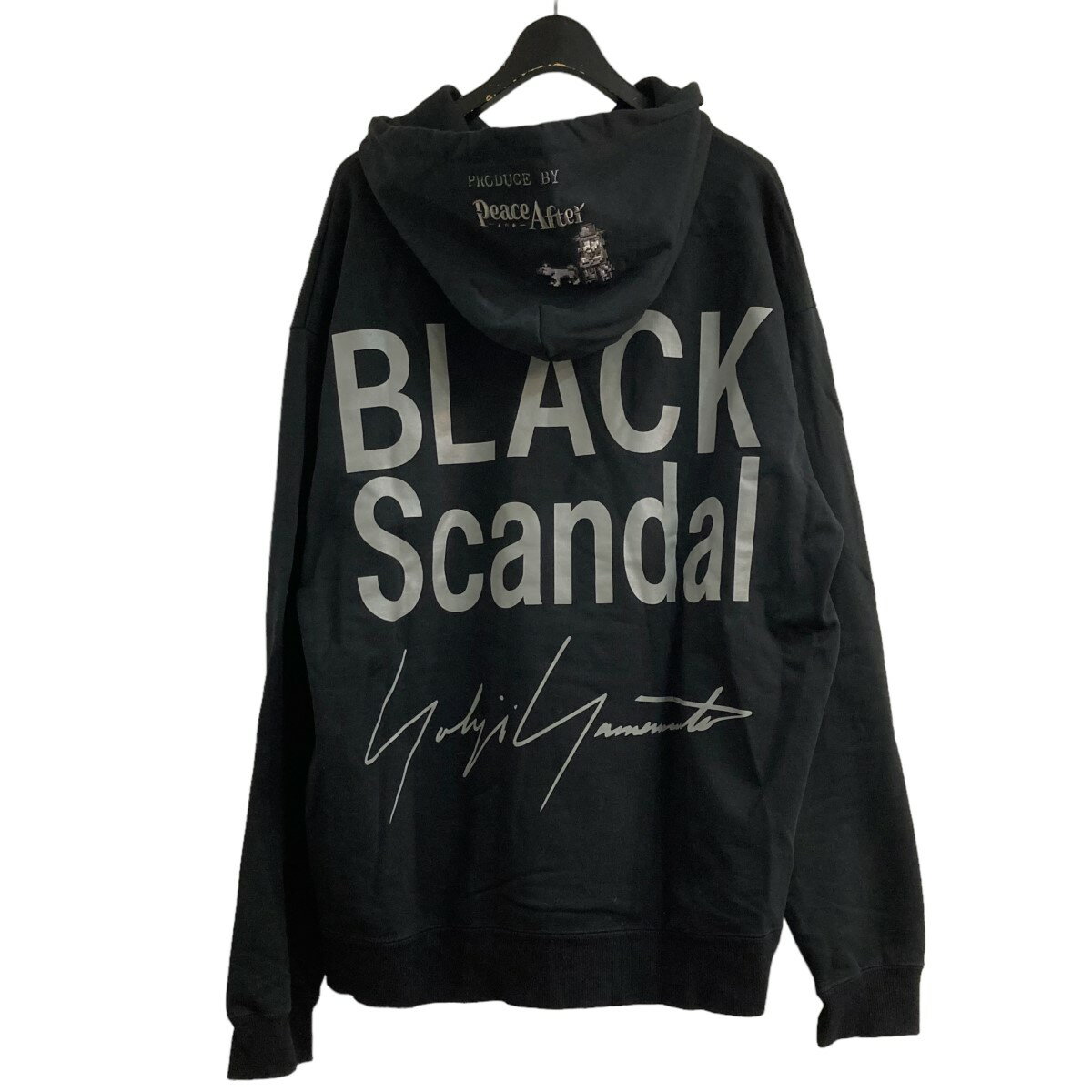 【中古】BLACK Scandal Yohji Yamamoto×Peace and After21AW　バックロゴフード刺繍プルオーバーパーカー ブラック サイズ：2【価格見直し】