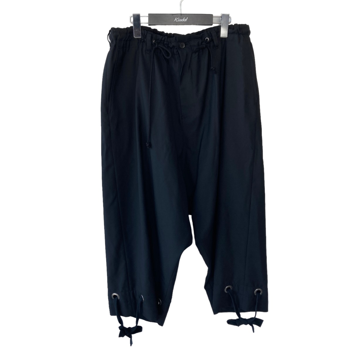 【中古】Ground Y　Gabardine Eyelet Hem Saruel Pants GE-P02-100 ブラック サイズ：3 【191123】（グラウンド ワイ）