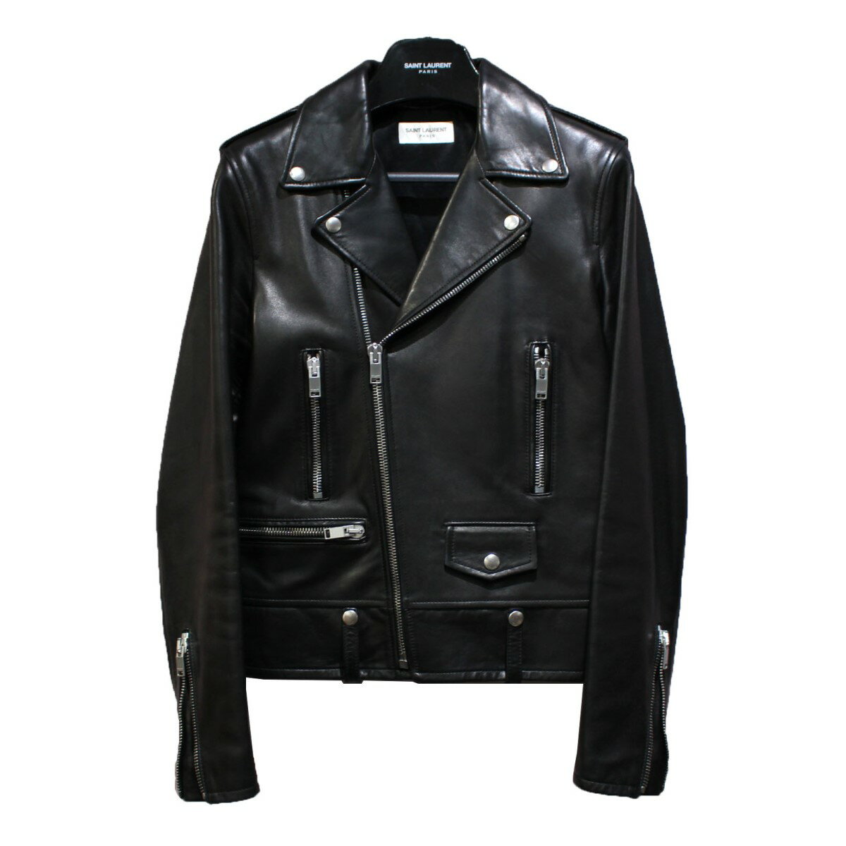 【中古】SAINT LAURENT PARIS　16SS L01／クラシックモーターサイクルライダースレザージャケット ブラック サイズ：44 【271123】（サンローランパリ）